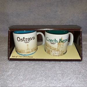 Starbucks Ostrava Czech Republic Set of 2 Demitasse Ceramic 3 oz Mugs NEW RARE